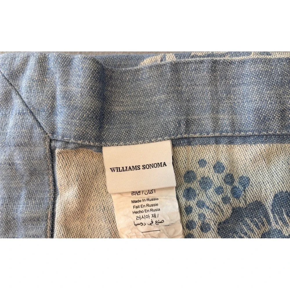 WILLIAMS-SONOMA Vintage Floral LIGHT BLUE Jacquard Table Runner 17.5